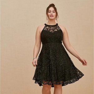 TORRID SPECIAL OCCASION BLACK SHIMMER SKATER DRESS SIZE 28 NWT